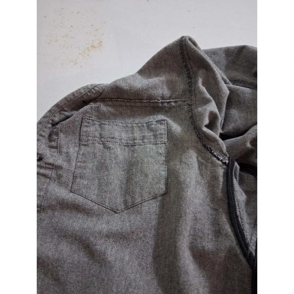 Comune Mens Gray Heather Long Sleeve Button Down Shirt Single Pocket Size M